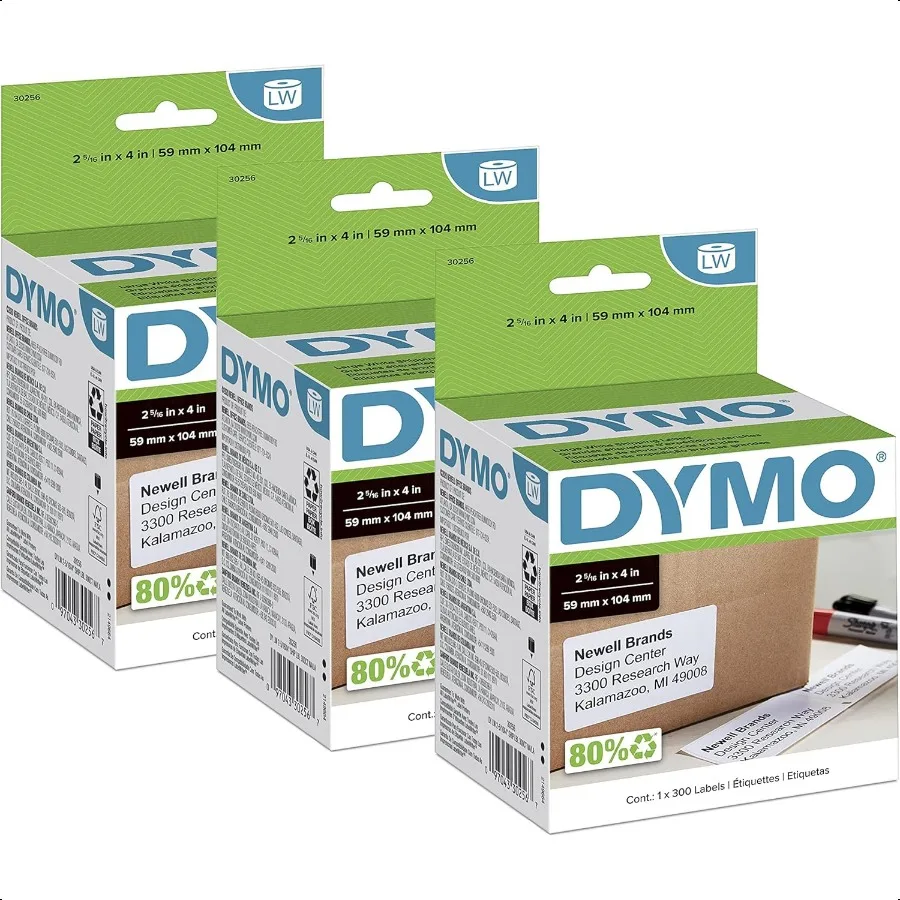 

Аутентичные большие транспортировочные этикетки LW для принтеров LabelWriter с добавлением до 6 линий, 25 16 x 4 3 рулона, всего 300 900