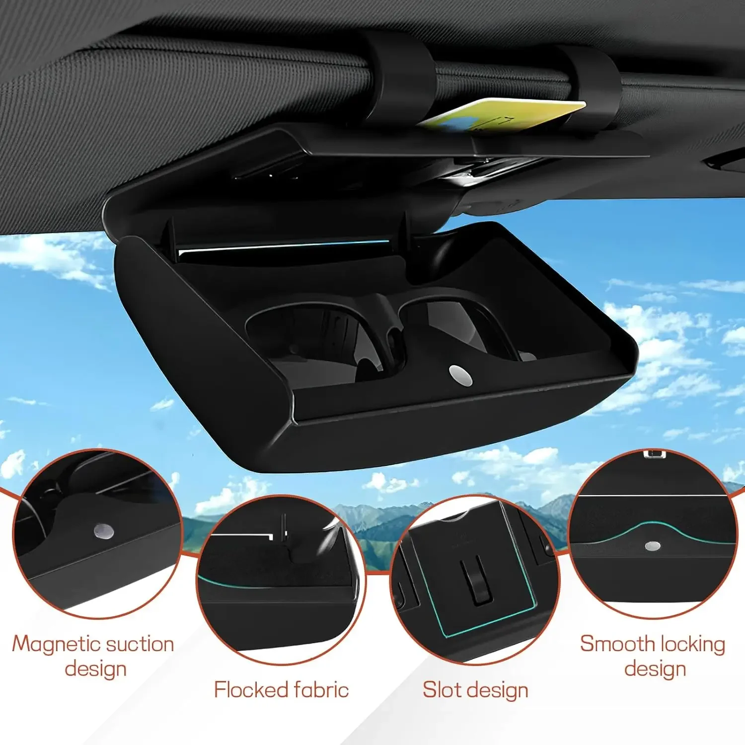 Magnetische Sonnenblenden-Brillenbox, multifunktional, langlebig, Auto-Sonnenbrillenhalter, Auto-Aufbewahrungshalter, Auto-Aufbewahrungswerkzeuge
