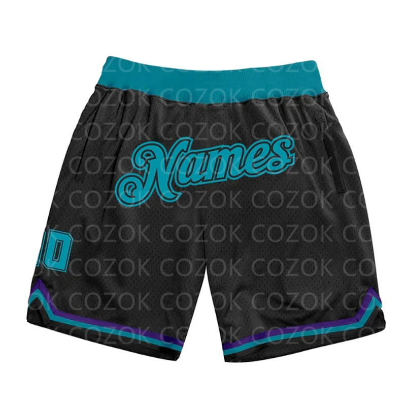 

Custom Black&Blue Authentic Basketball Shorts 3D Printed Men Shorts Your Name Mumber Quick Drying Beach Shorts