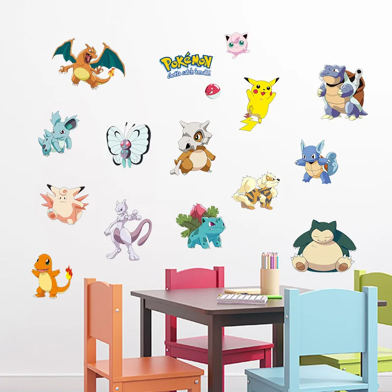 Pokemon Cartoon Stickers Pocket Monster Waterproof PVC Wall Sticker Windows Children\'s Room Bedroom Living Room Home Decorations