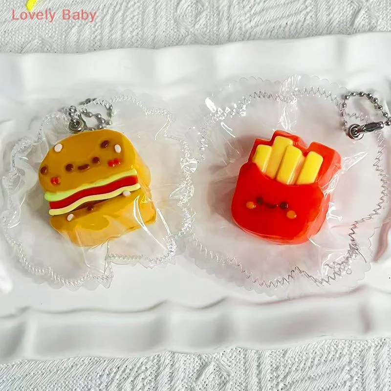 Nette Simulation Lebensmittel Französisch Frites Burger Squeeze Spielzeug Silikon Stress Relief Spielzeug Spaß Dekompression Langsam Rebound Spielzeug Schlüsselring Geschenk