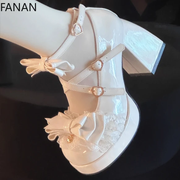 2025 جديد لوليتا أحذية عالية الكعب الدانتيل اللؤلؤ الكراهية السماء منصة الكعوب مضخات الأصلي الحلو مقاوم للماء أحذية نسائية فستان الحفلات #4