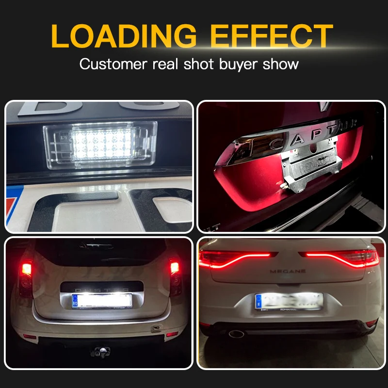 2PCS LED License Plate Lights Canbus For Renault Captur 13-19 Kaptur 16-19 Espace ​02-10 Fluence 09-21 Scenic 03-16 Modus 04-12
