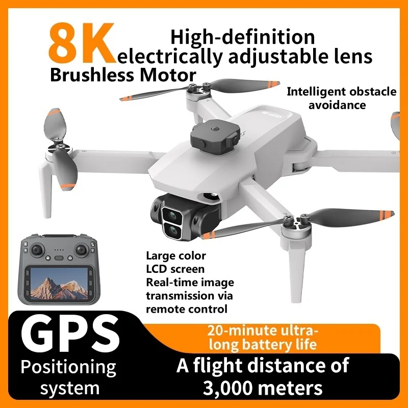 8K ESC Camera Obstacle Avoidance GPS Auto Return Foldable WIFI FPV RC Drone 3KM Brushless 4.5In Screen Remote Control Quadcopter