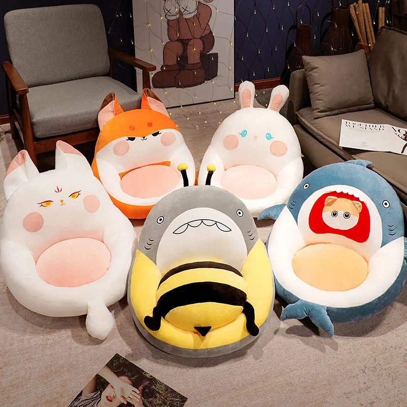 

Hot Plush Animals Bunny&fox&shark Toys Futon Dolls Chair Cushion Soft Stuffed Shark With Shark Bee Sofa Floor Mat Home Decor