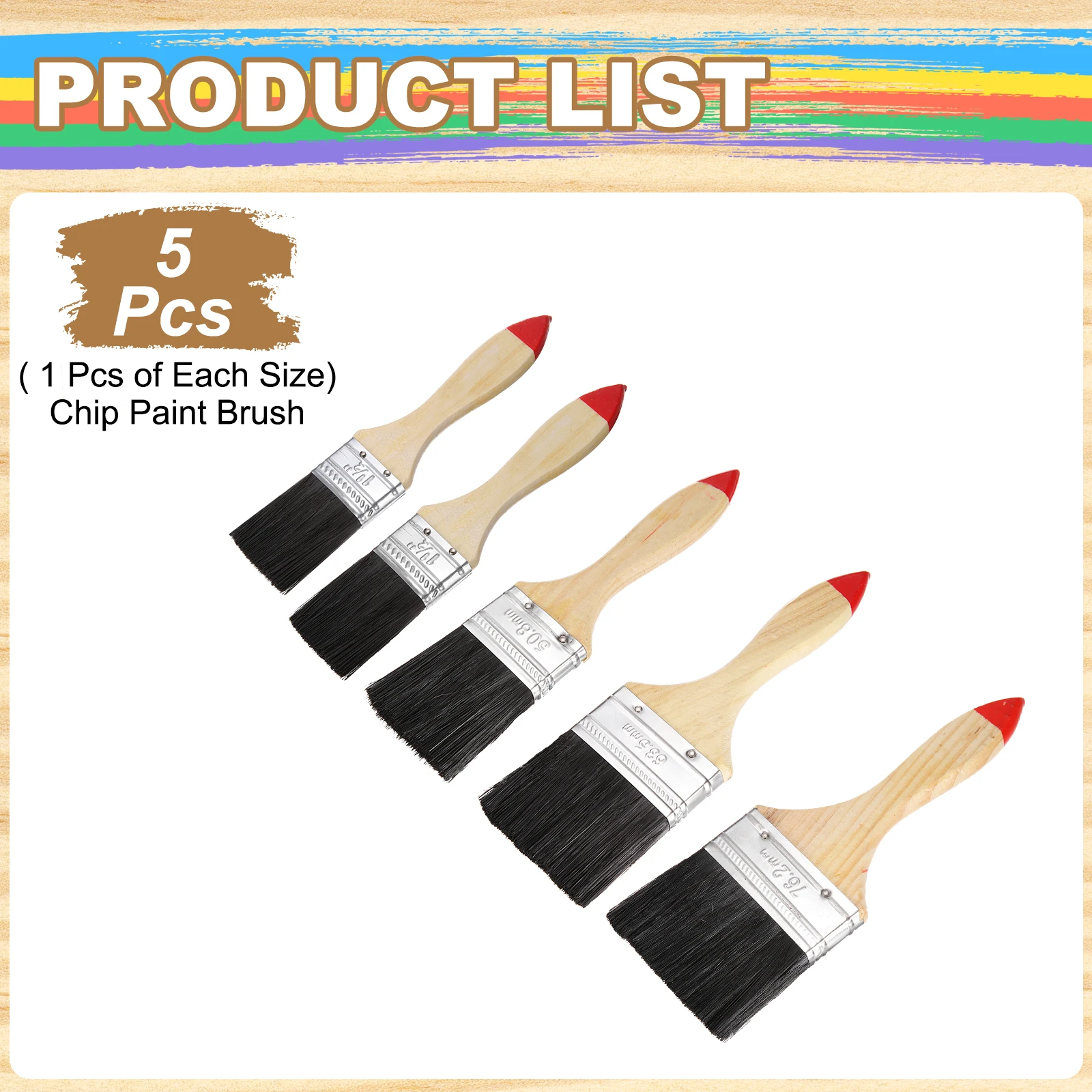 1-8Pcs Chip Paint Brush Flat Painting Brushes Natural Bristles Paint Brushes with Wooden Handle for DIY Art Furniture Wall Trim