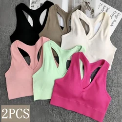 2Pcs/Lot Seamless Bras For Women Sports Bra Padded Seamless Underwear Y-Shaped Back Fitness Wireless Bra Breathable Lingerie