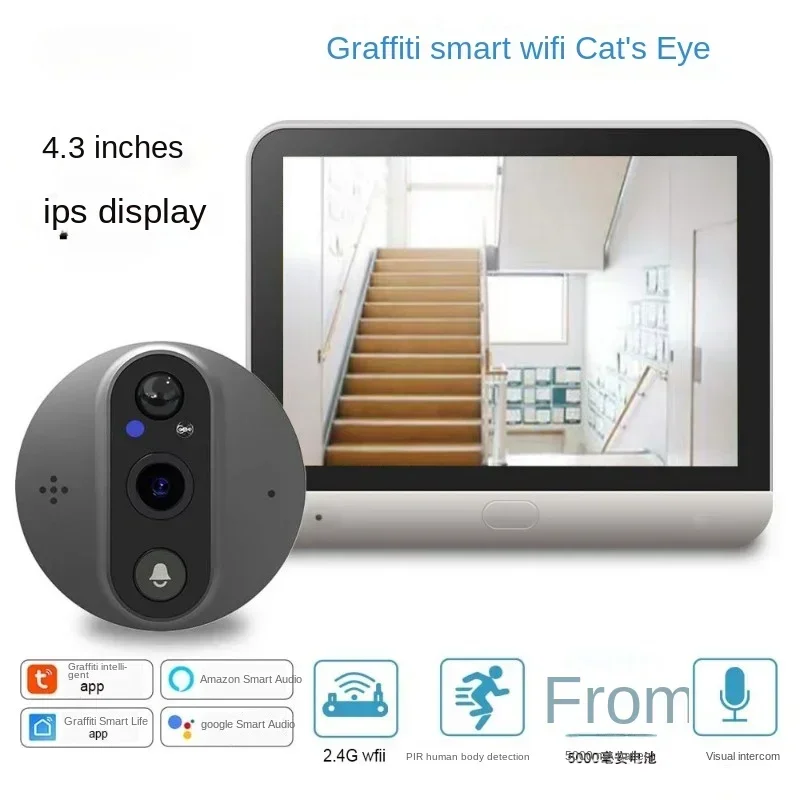 Graffiti Smart Visual Doorbell Cat Eye Home Camera 1080P Wireless WiFi Remote Monitoring HD