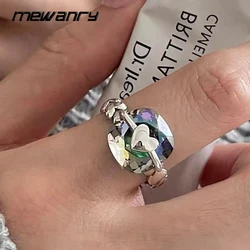 Mewanry Sparkling Zircon Heart Geometric Rings for Women Couples Vintage Punk Classic Trendy Elegant Handmade Party Jewelry Gift