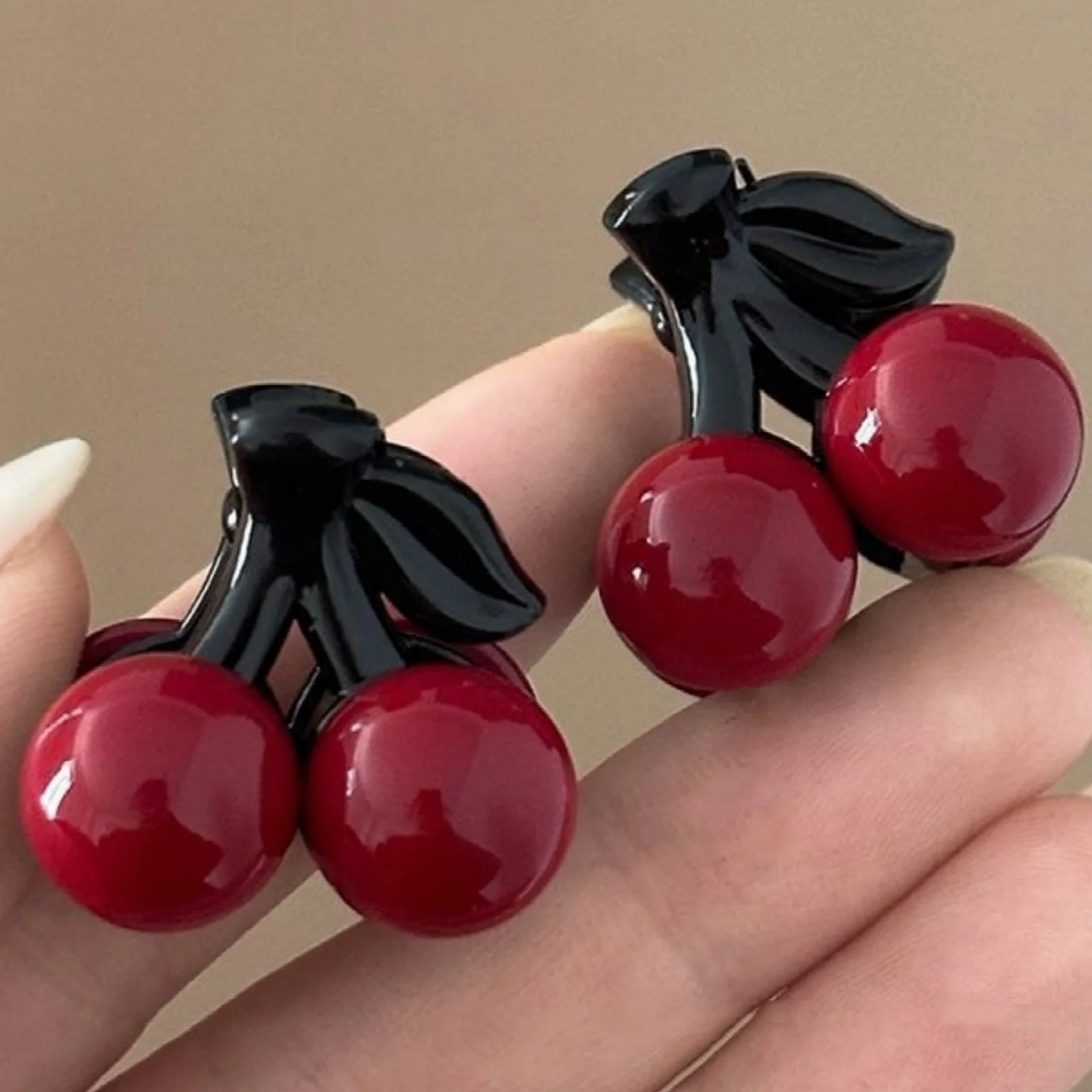 4-8PCS Red Beads Cherry, Small Hair Clips, Sweet, Girl, Broken Hair, Mini Clips, Versatile, Bangs Side Clips, Top Clips, Jewelry