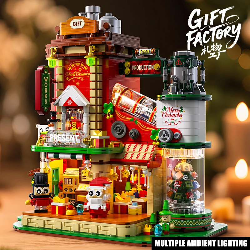 2782PCS Kerstcadeaus Bouwstenen Ornament DIY Bouw Blokkeren Fabriek Model Educatief Speelgoed Voor Kinderen Jongen Meisjes