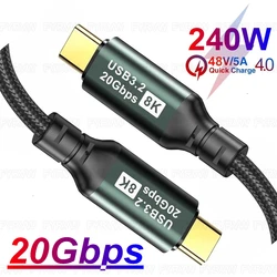 USB3.2 Gen2x2 20Gbps 240W PD3.1 Cable USB C Gen2 Type C 20Gbps Data 8K PD3.1 QC4.0 QC5.0 Fast Charging Cable for MacBook Samsung