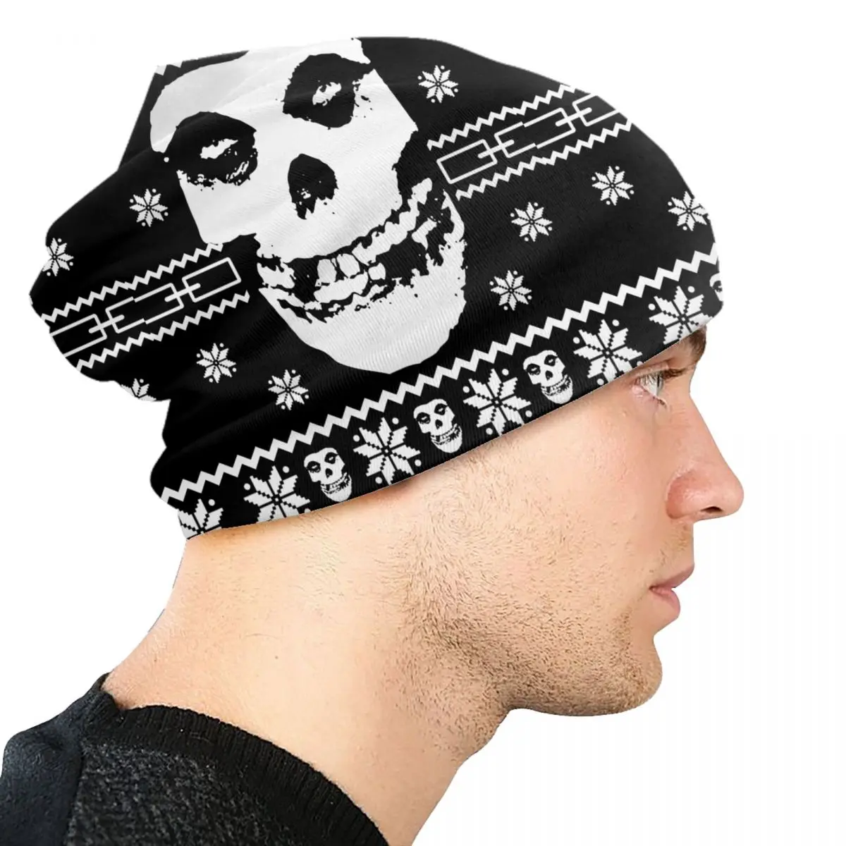 Custom Punk Rock Band Misfits Skullies Beanies Caps Unisex Winter Warm Knit Hat Men Women Street Bonnet Hats Outdoor Ski Cap