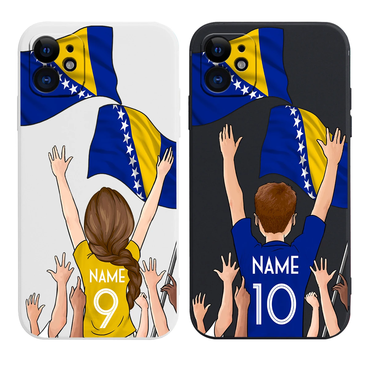 Bosnia and Herzegovina Flag Football Soccer Jersey Cover Case for iPhone 15 14 Pro Max 13 12 11 Mini X XS XR 7 8 6S Plus SE