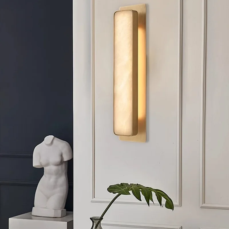 High-End Simple Copper Corridor Wall Lamps for Villa Hotel Entrance Hallway Bedside Living Room Decorative Lighting
