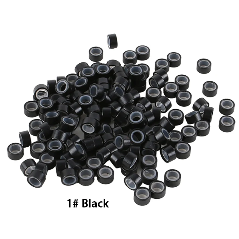 500 Pieces 5.5*3.5*3.5mm Hair Extensions Rings Bigger Size Silicone Lined Micro Rings Beads Tubes 8 Different Colors