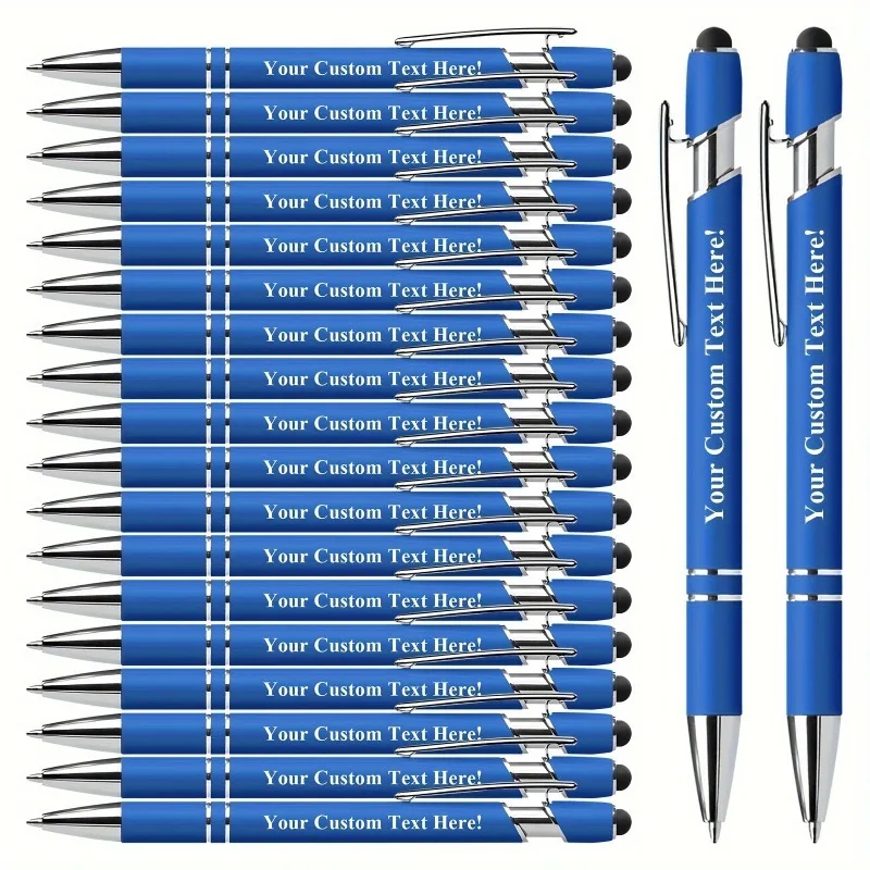 スタイラス付きパーソナライズペン 20 本 - カスタマイズ可能なボールペンセット - オフィス、学校、ジャーナリング、アートプロジェクトに最適