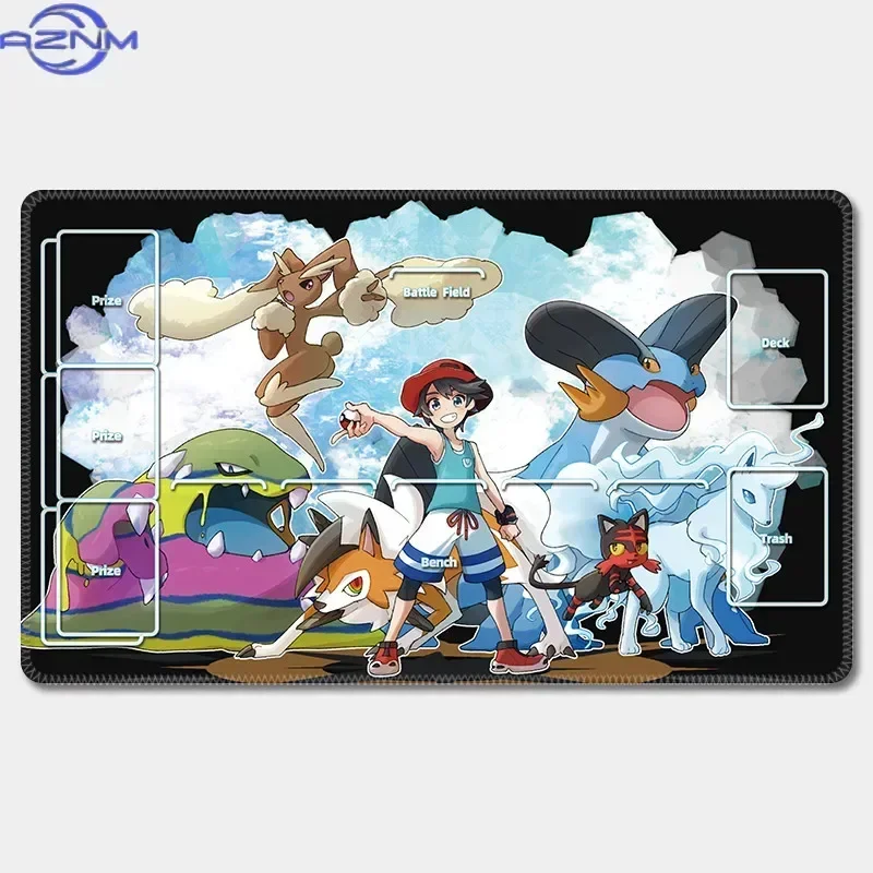 Pokemon Multi Character Trainers & Pikachu Playmat, PTCG Trading Card Game Battle Mat