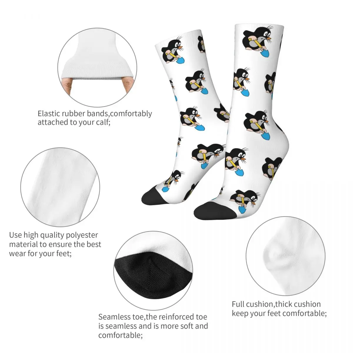 Autumn Winter Hip-hop Women Men Mole Digging Socks Krtek Little Maulwurf Cute Cartoon Non-slip Soccer Socks