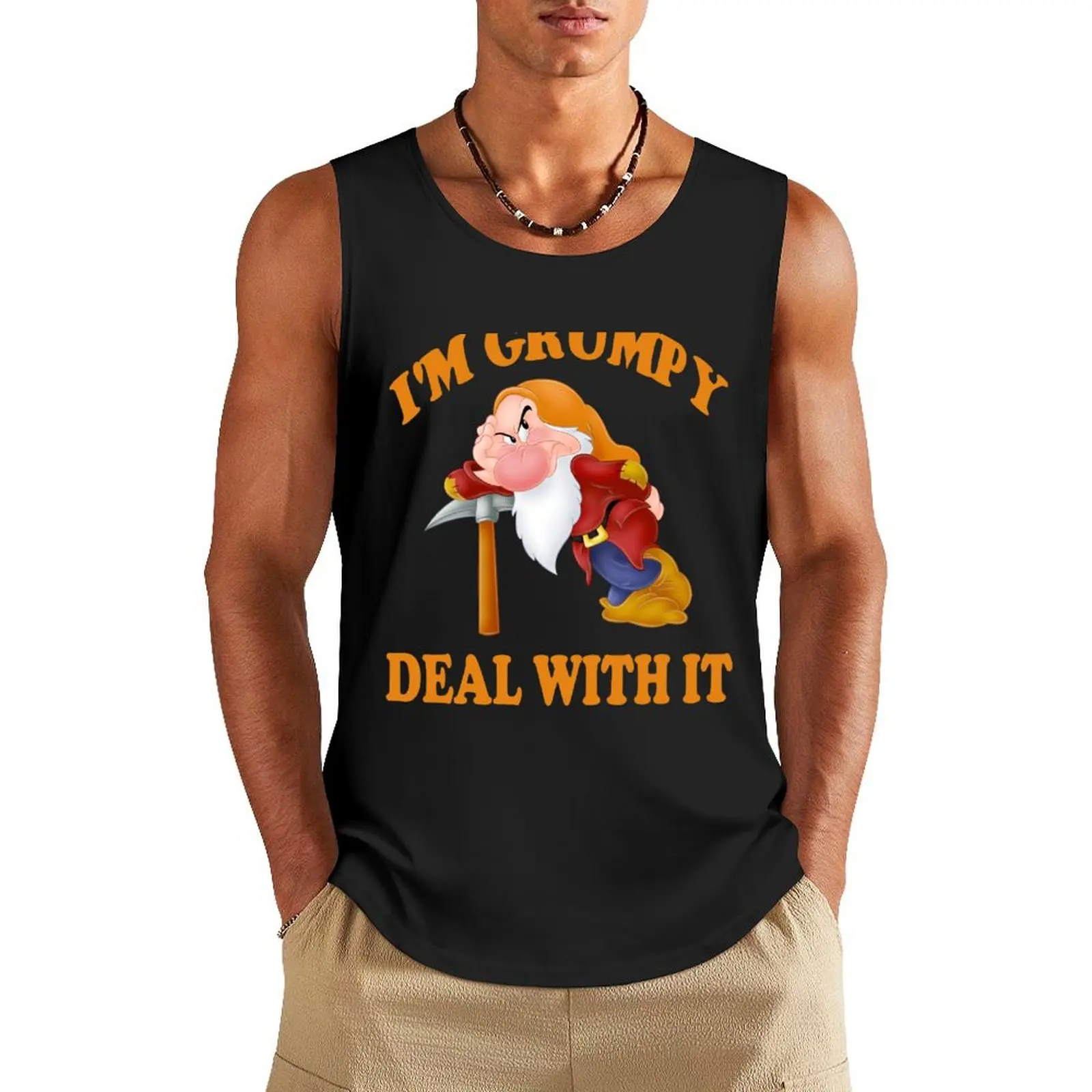 I'M GRUMPY Deal With It Portrait Tank Top sleeveless man shirts fitness Top T-shirt male