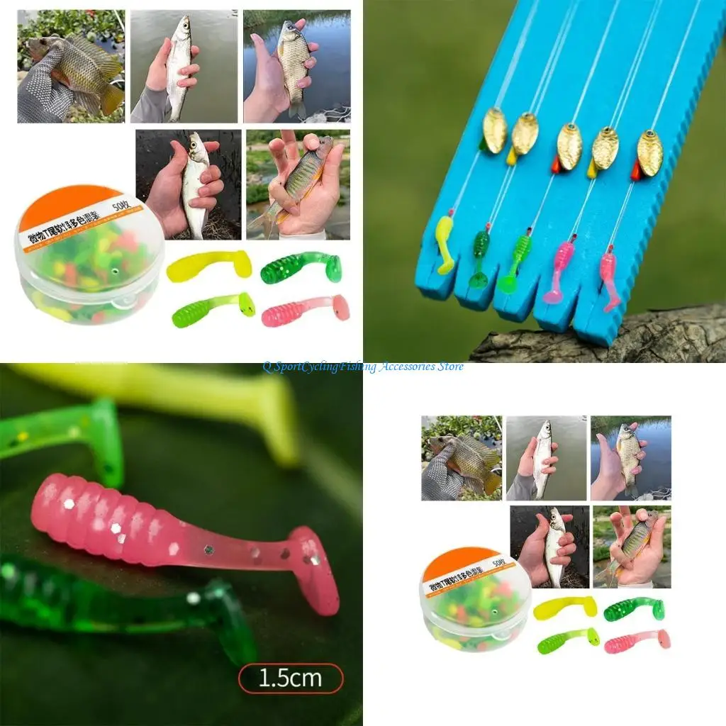 

50Pcs Soft Fishing Lures 1.5cm Artificial Baits Small Paddle Tail Swimbaits Tiny Fishing Lures for Trout Swim Baits