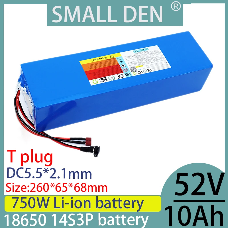 고출력 내장 BMS 리튬 배터리 팩, 오프로드 차량에 적합, 14S3P 리튬 이온 배터리, 0-750W, 52V, 10Ah, 신제품