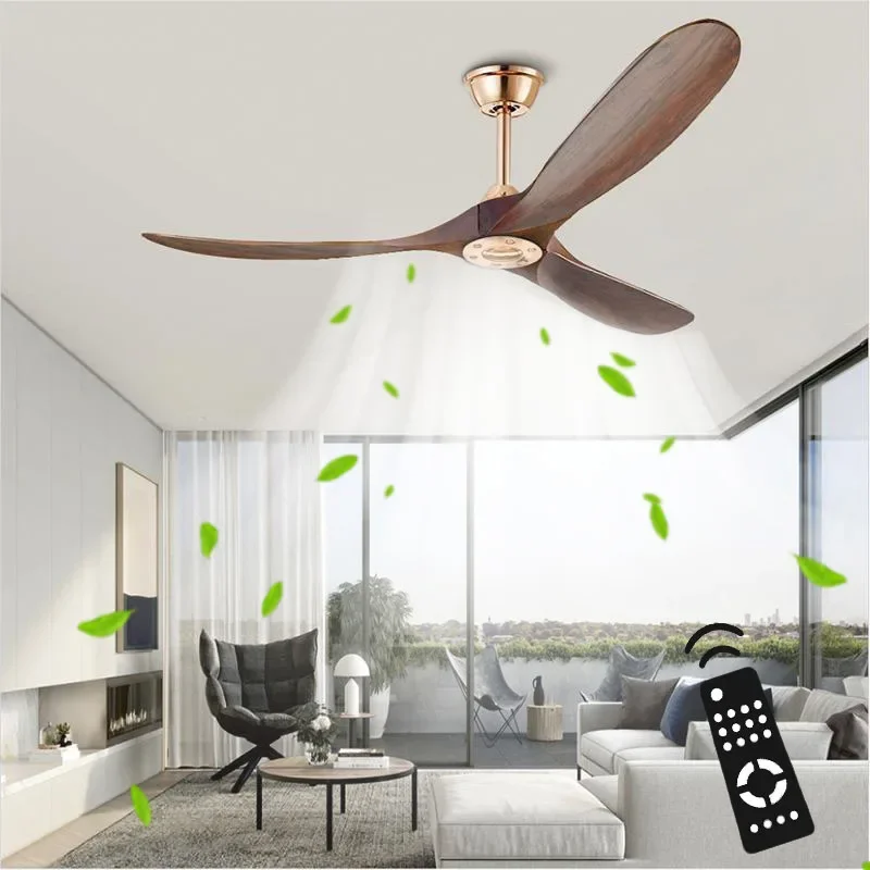 

Ceiling Fan 42 52 60 70 Inch 3 Wooden Blade Decorative Ceiling Fan Without Lights Ventilator Fan Lamp Remote Control 6 Speeds