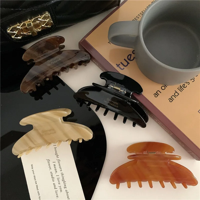 High Quality New Acetate Hair Claw Clips Large Geometric Shark Clip Clamp Grab Ins Korean Women Hair Accessories Hairpin