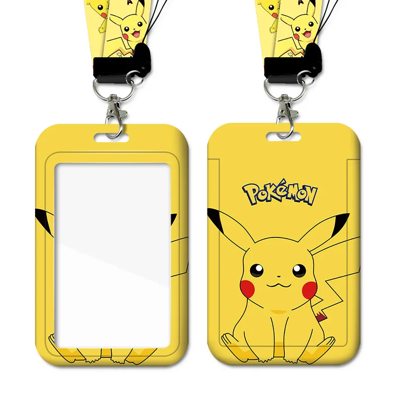Anime dos desenhos animados estudante pikachu pescoço cordão cartão manga id ônibus metrô acesso permissão de trabalho crianças corrente chave titular capa