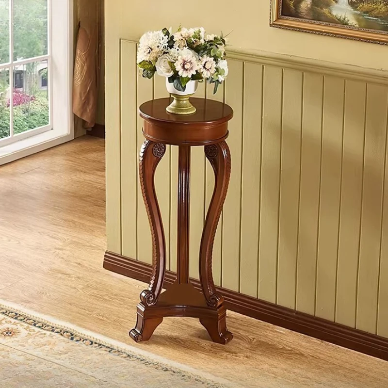 American Solid Wood Plant Stand Luxury Corner Floor Rack Home Decoration Flower Pot Shelf Retro Display Rack for Living Room