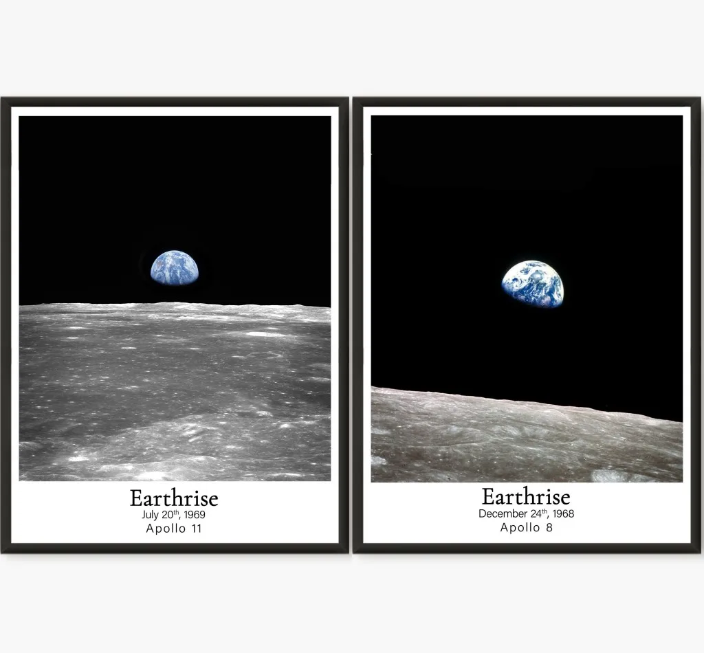 Pintura en lienzo de espacio para habitación de niños, impresiones Vintage de la nave espacial, foto Earthrise, Apollo 8, Apollo 11, decoración de dormitorio