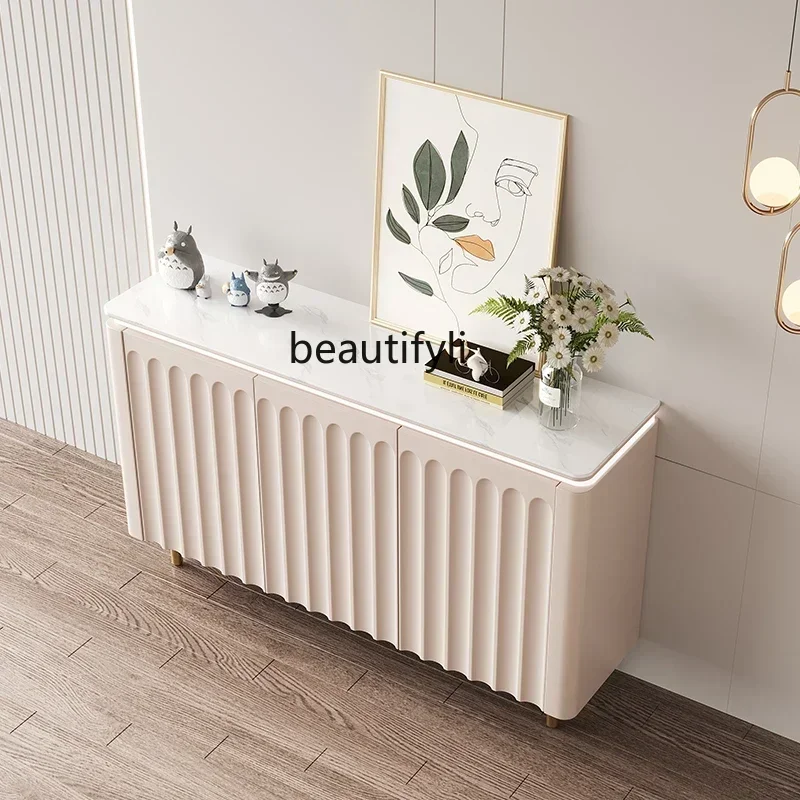 

6239P lt French entry entrance cabinet light luxury cream style dining modern simple solid wood shoe cabinet household