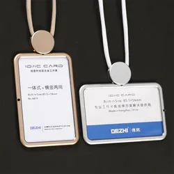 1pc Aluminum Alloy Material ID Card Badge Holders With Safety Lanyard Vertical And Horizontal Name ID Card Cover Office Supplies