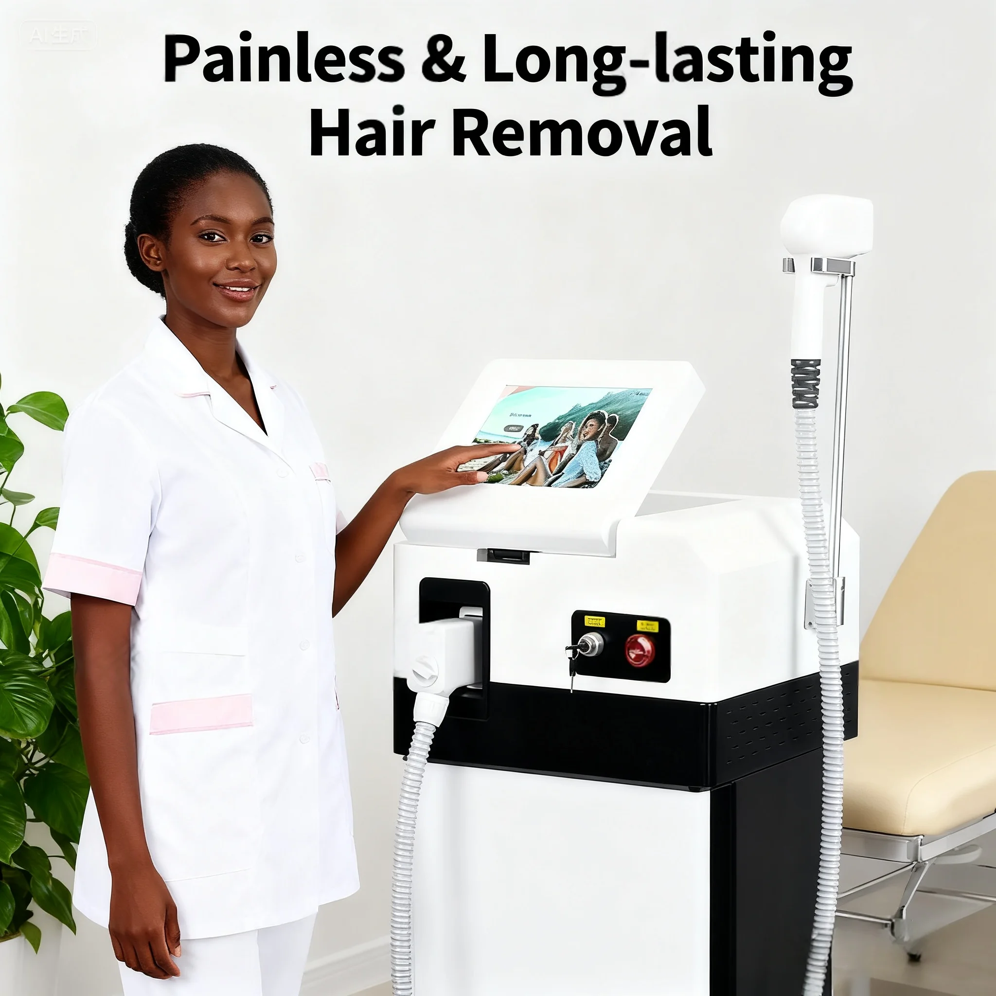 

New-Laser Hair Removal Device Three Wavelengths 755nm 808nm 1064nm Hair Removal Machine For Salon Suitable For All Skin Tones