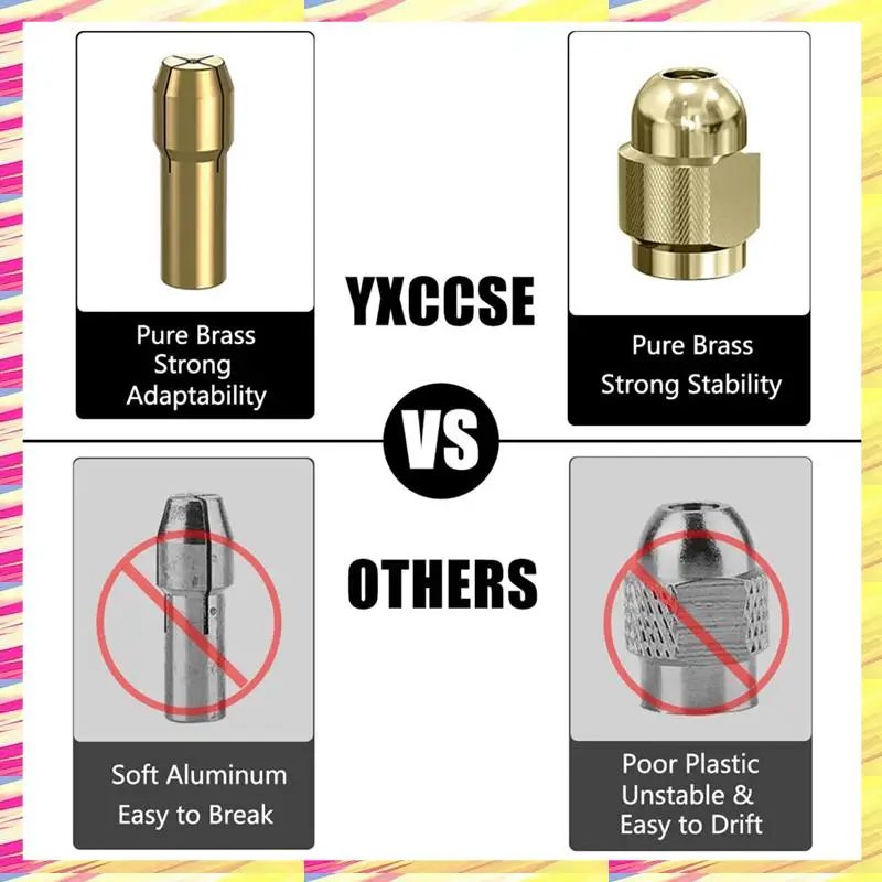 

ABJJ 12 Pcs Brass Drill Chuck Collet Set Accessories Keyless Chuck 1/32In To 1/8In Replacement 4485 4486 Change Nut