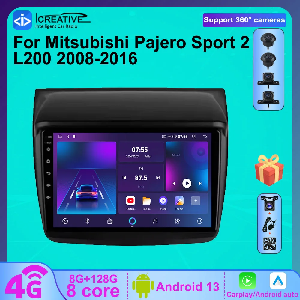 

8G 128G Android Auto Carplay Car Multimedia Player For Mitsubishi Pajero Sport 2 L200 Triton 2008-2016 Android 13 2Din dvd Navi