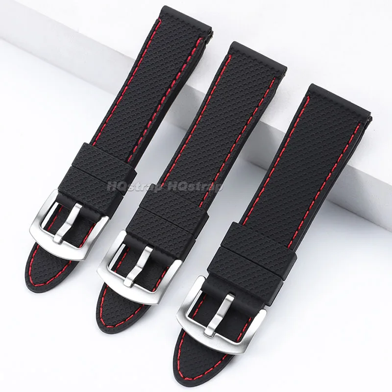 Soft Silicone Watch Strap 20mm 22mm 24mm Rubber Waterproof Watchband Exquisite Stitching Bracelet for Seiko Universal Wristband
