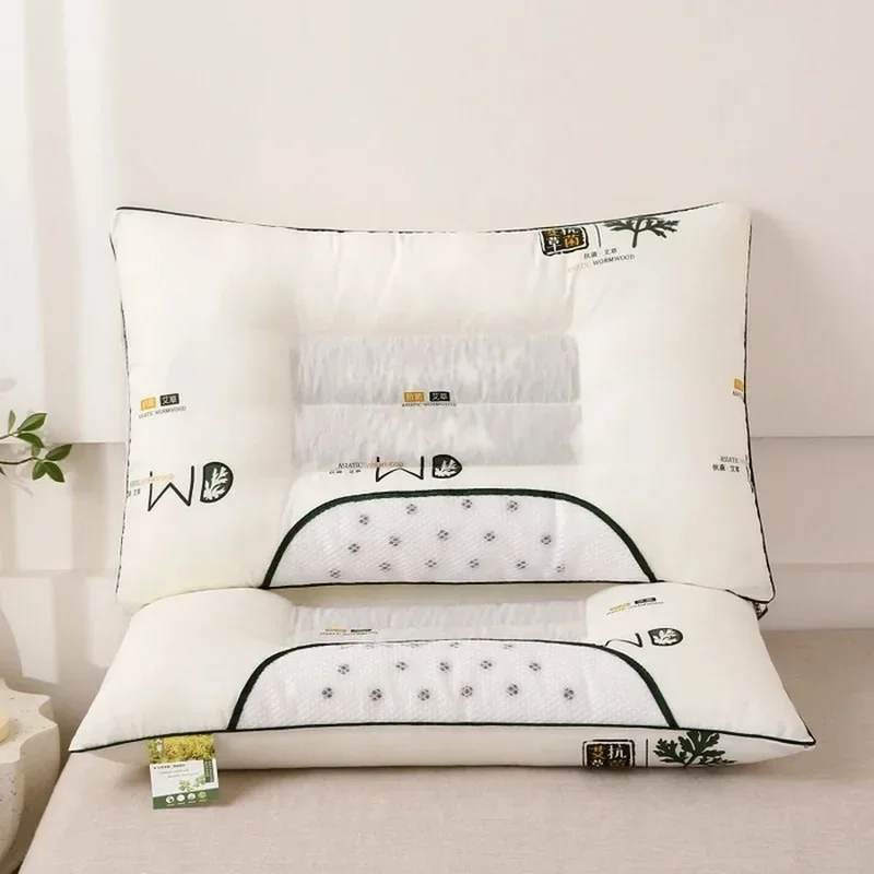 Mugwort Shaped Contour Traction Pillow Velvet Fabric 3D Low Pillow Core Hotel Sleeping Pillow For Adults Home Bedding