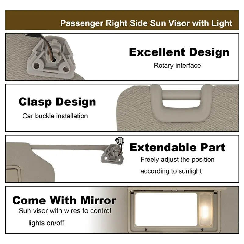 Light W/Sun Visor For Nissan Armada 2004-2014 For QX56 Car 2004-2024 For Titan-ABQA