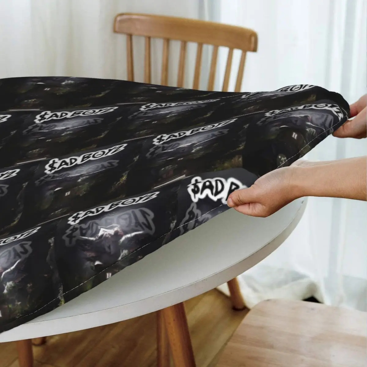 Junior H Merch Sad Boyz Waterproof Round Tablecloth Oilproof Table Cloth for Kitchen Events Dining Table Cover