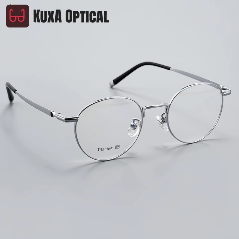 

XUKA Мужские и женские очки с оправой из чистого титана, ультралегкие, модные, маленькие, с диоптриями, в стиле ретро, круглые