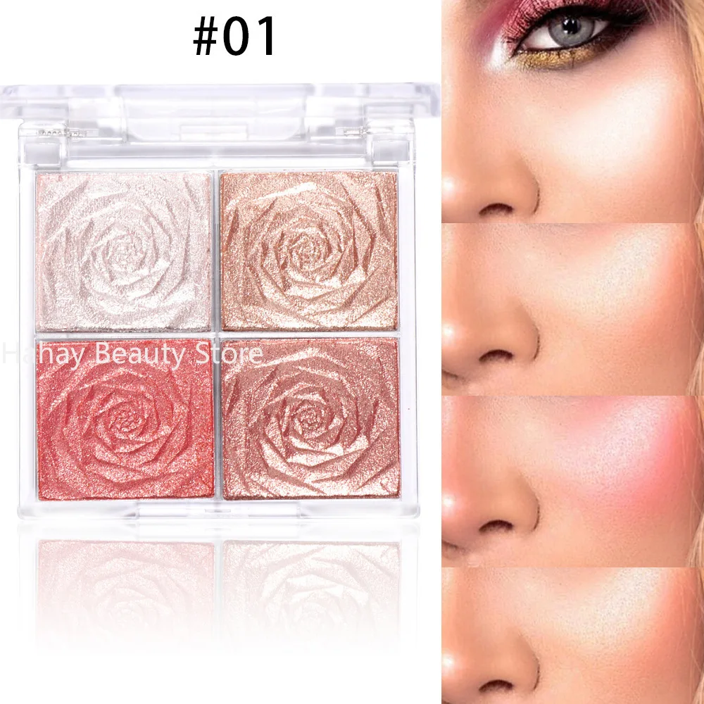 Rose Diamant Text marker Puder Palette Glitzer Gesicht Kontur aufhellen Make-up Schimmer beleuchten High Light Kosmetik 4 Farben