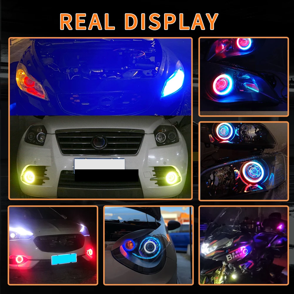 12V 24V RGB Streamer APP Control Angel Eyes Halo Ring DRL for Scooter Car UTV ATV Motorcycle Headlight Fog Decorative Light 2pcs