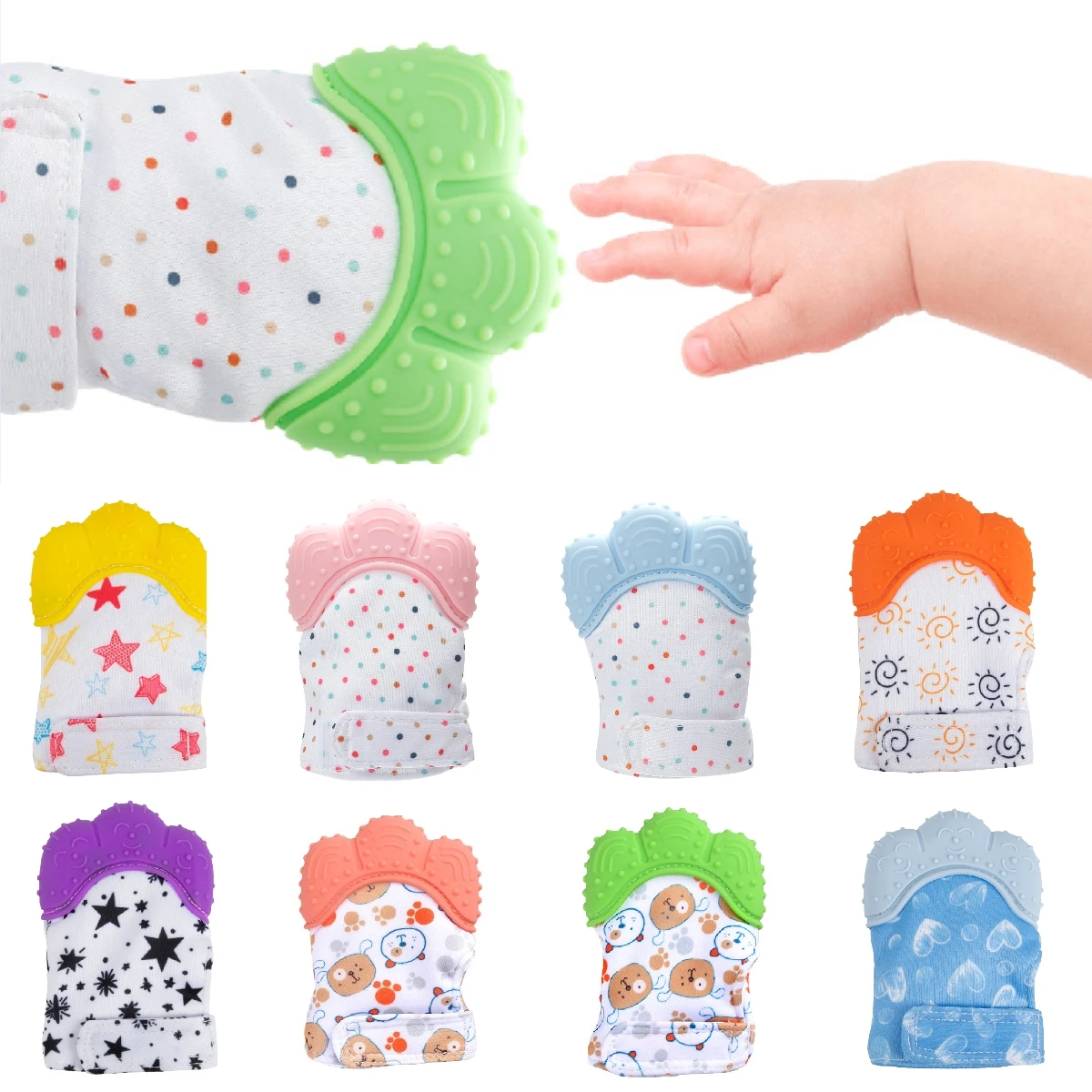 1PC Baby Silicone Teether Mittens Oral Care Teething Gloves Boys Girls Baby Nursing Mitten Newborn Infant Stop Sucking Thumb Toy