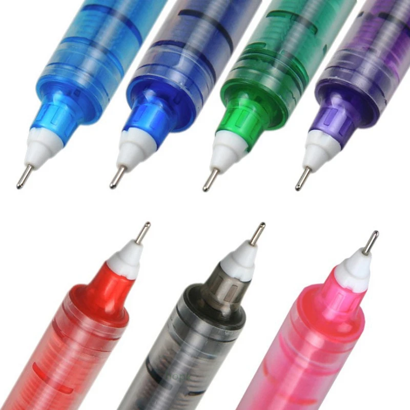 7 Stks/set Grote Capaciteit Rechte Liquid Roller Gel Pennen 0.28/0.38/0.5Mm Naald Tip Colour Ink Bal pen School Kantoorbenodigdheden