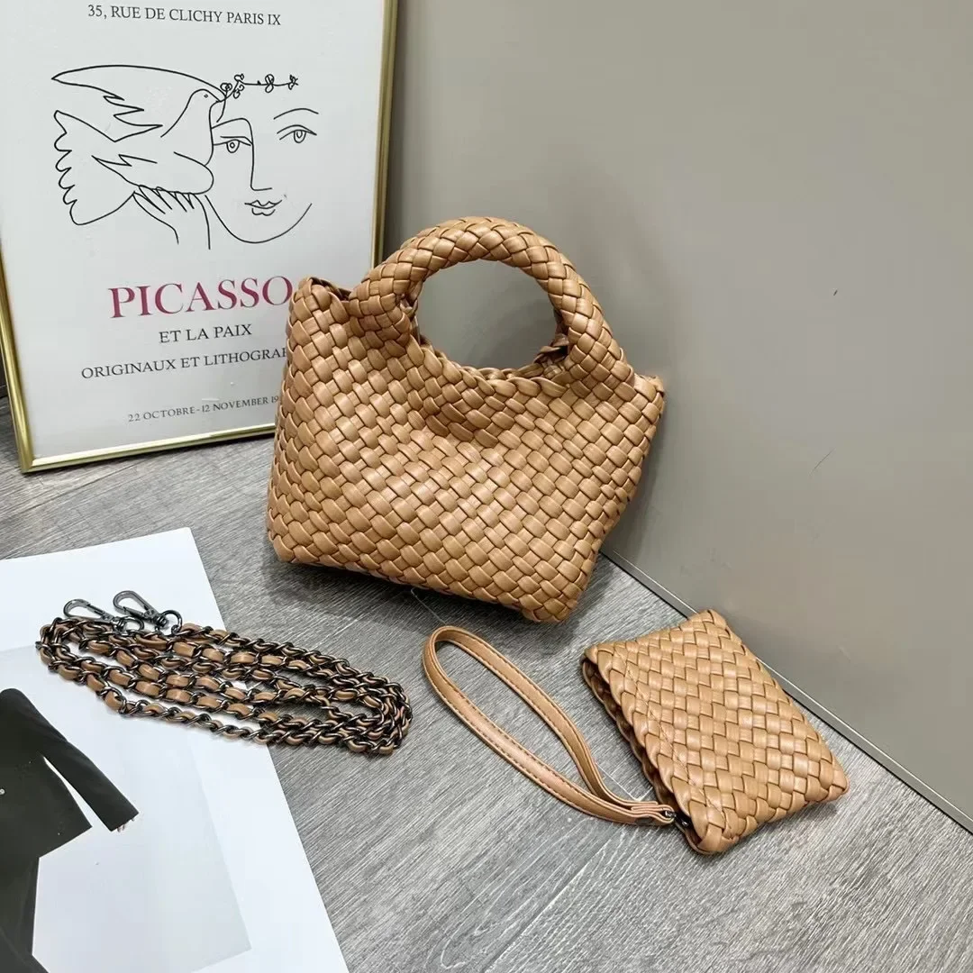 

2025 New Summer Mini Crossbody Bag Women's Handbag Pure Handwoven Basket Feel High-end Chain Shoulder Bag