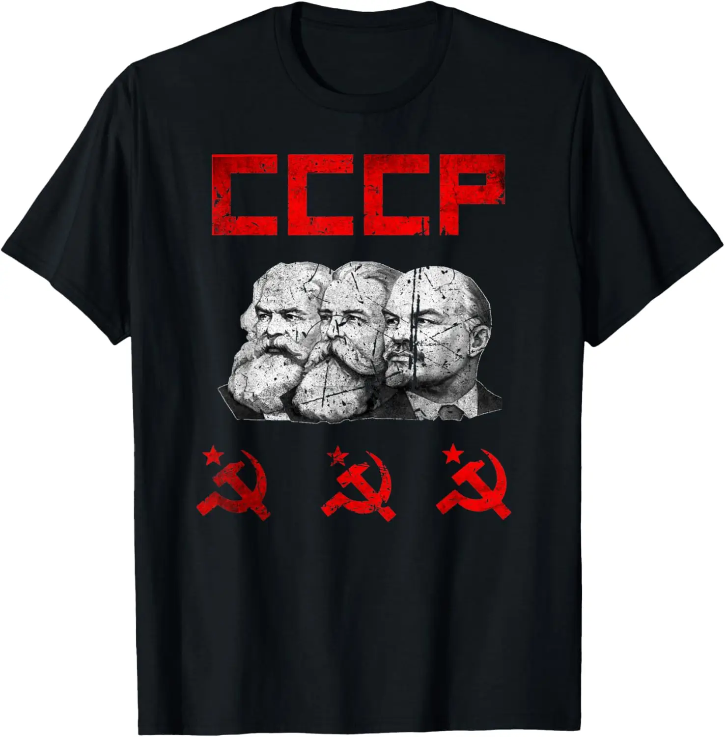 

Soviet Union Marx Engels Lenin CCCP hammer and sickle T-Shirt Short Sleeve Casual Cotton Shirt