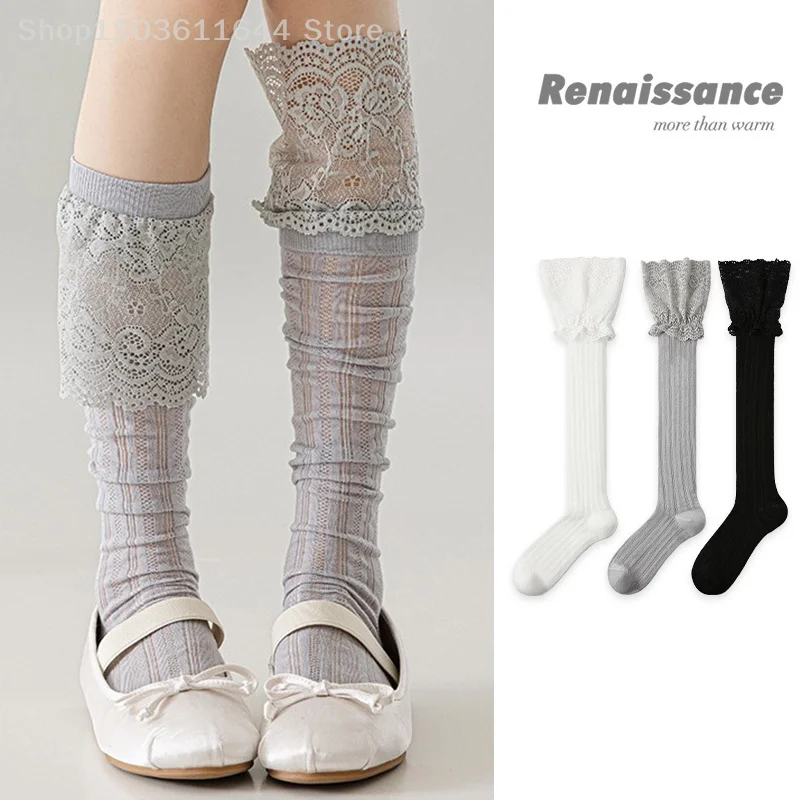 

Sweet Ruffle Calf Stockings Women Japanese Style Lace Lolita Thin Comfortable Solid Color Calf Socks