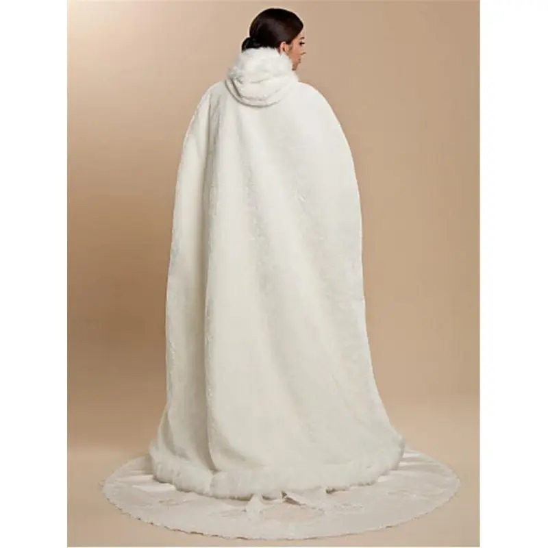 Winter warm wedding accessories robe cape long bridal shawl faux fur coat coat adult wedding shawl 2023 new white