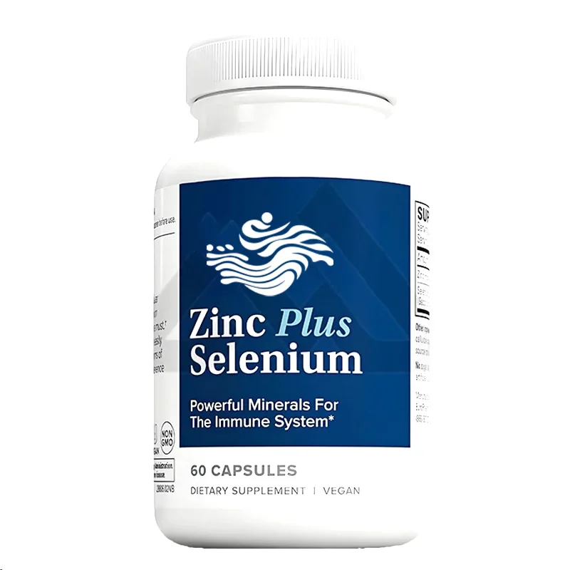 Natural Zinc with Selenium -60 Capsules - Immune Support, Respiratory Function, Cell - Non Gmo, Vegan -60 Servings